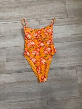 Monday Swimwear Orange Floral One-Piece Swimsuit